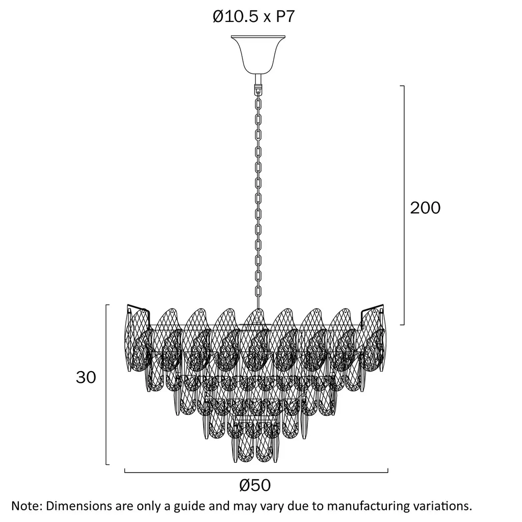 DOREZA 50CM PENDANT LIGHT Line Drawing.webp