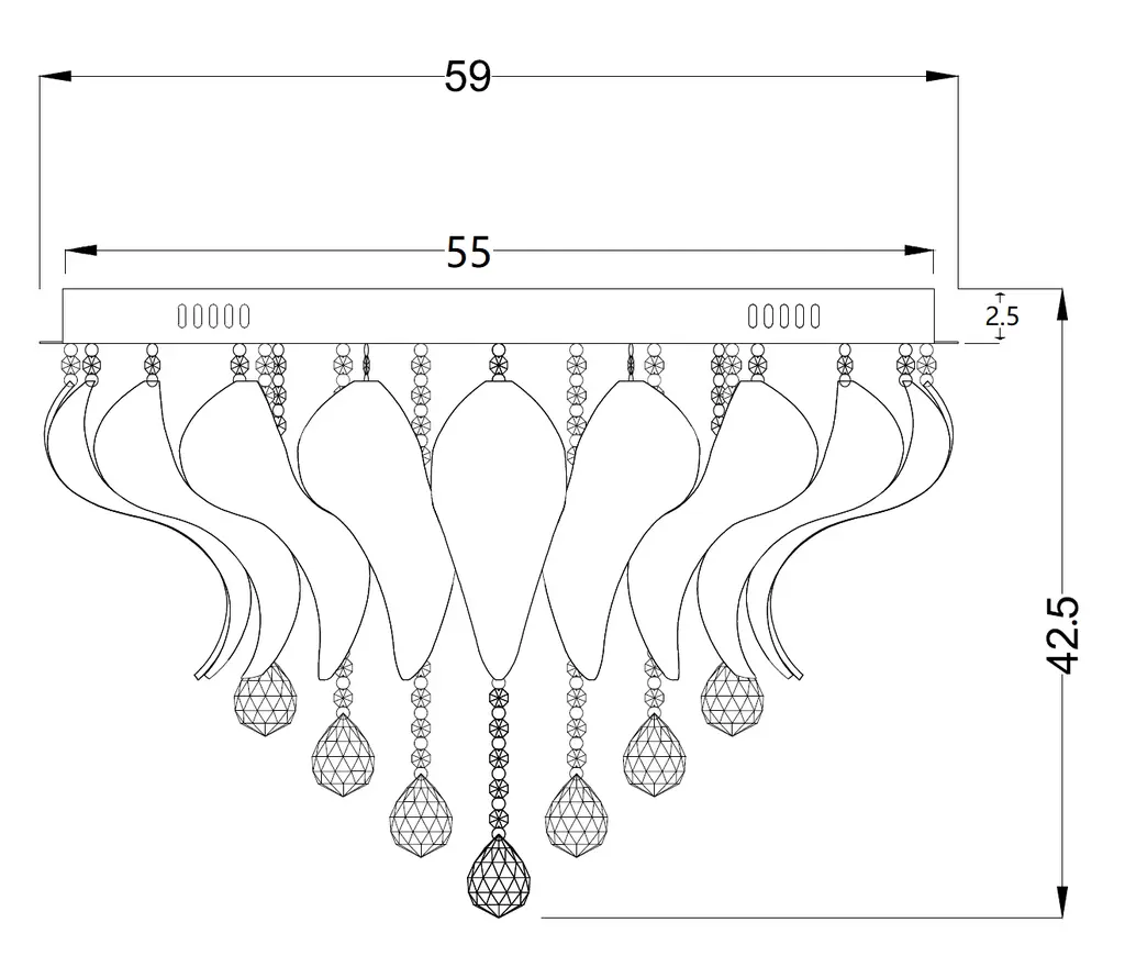 ODESSA 60CM CTC CEILING LIGHT Line Drawing.webp