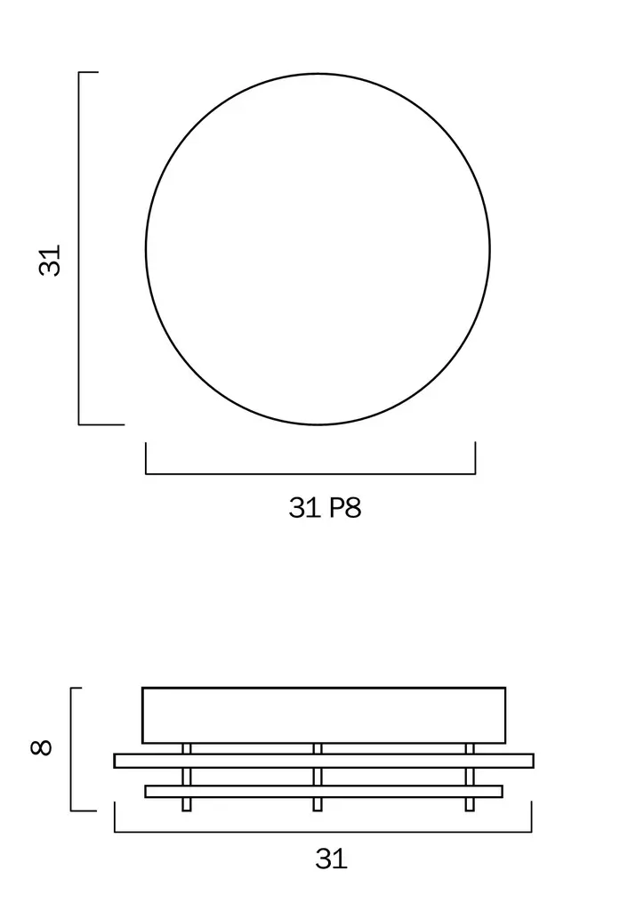FOSCO ROUND 20W LED OYSTER DIMMABLE CEILING LIGHT Line Drawing.webp