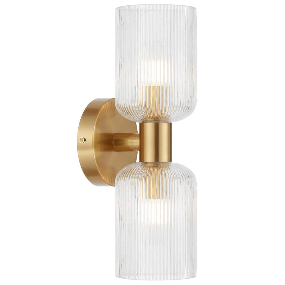 RIVEN 2 LIGHT ANTIQUE GOLD WALL LIGHT