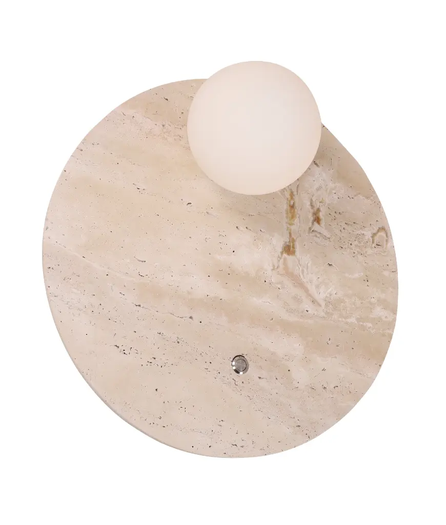 POI TRAVERTINE BASE OPAL WALL LIGHT