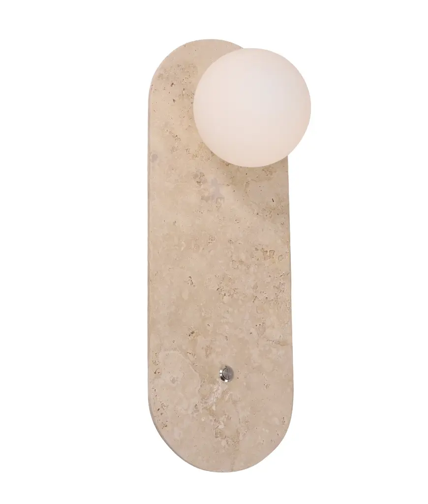 POI TRAVERTINE BASE ROUND OPAL WALL LIGHT