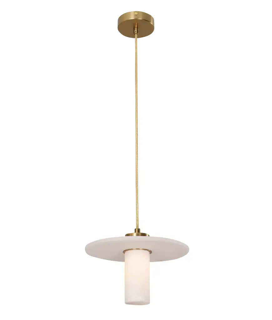 LUCERNA CYLINDER ROUND HAT ALABASTER SHADE PENDANT LIGHT