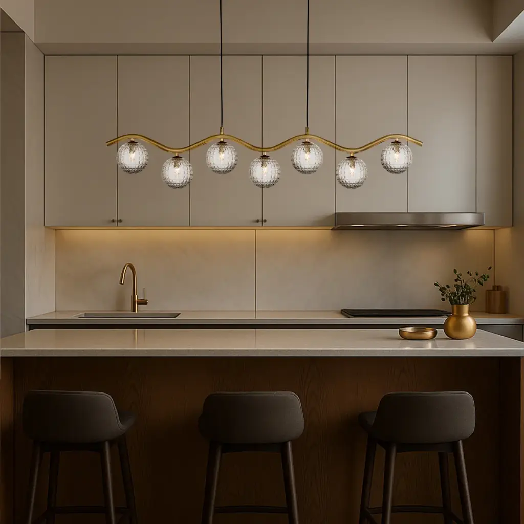 ORTON 7 LIGHT PENDANT ANTIQUE GOLD