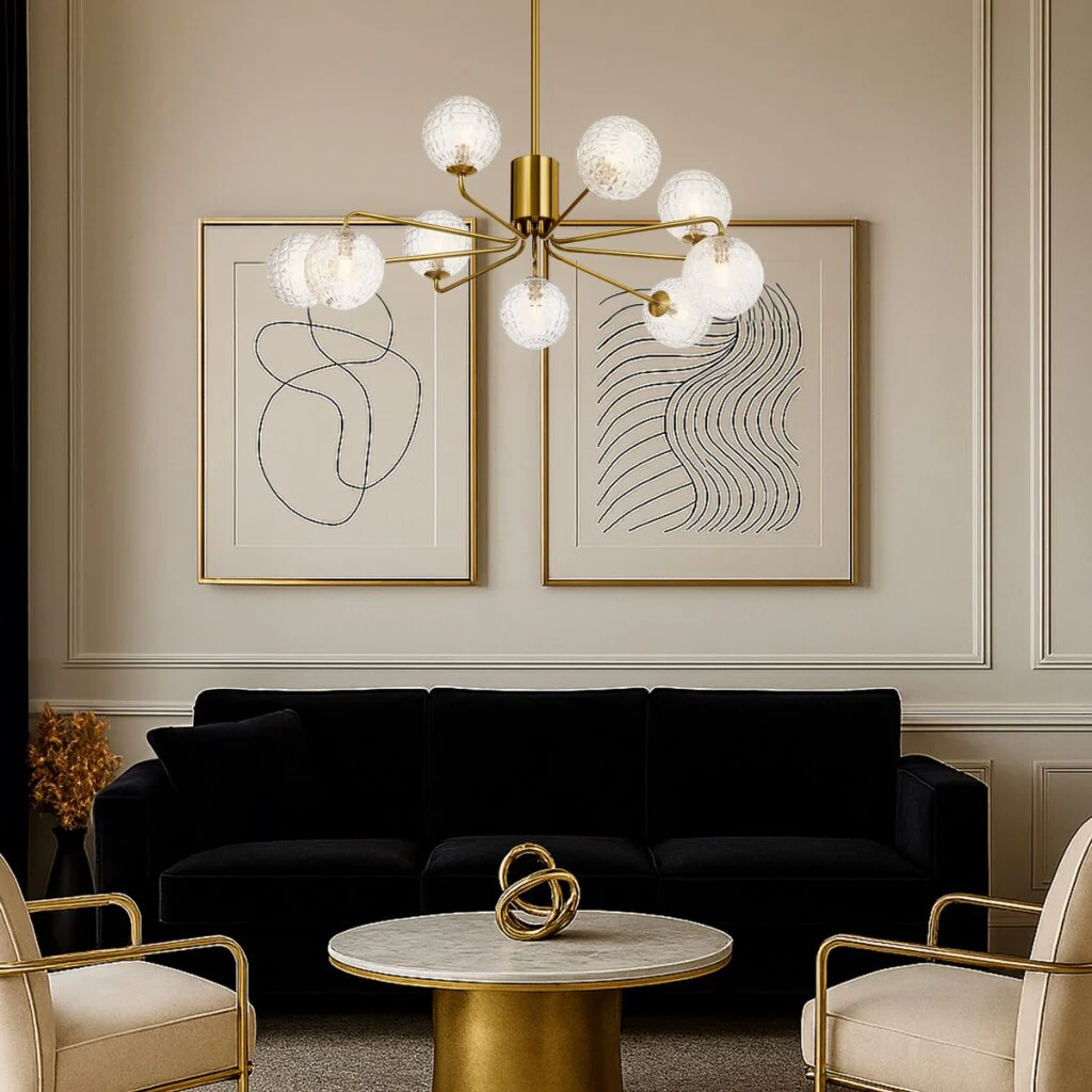 FELTON 9 LIGHT PENDANT ANTIQUE GOLD