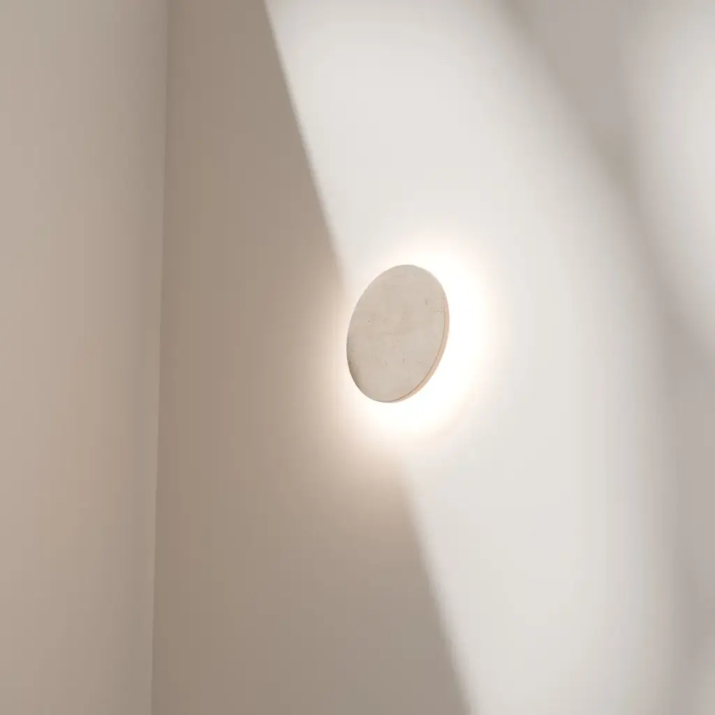 ORVILLE 200MM TRAVERTINE ECLIPSE WALL LIGHT