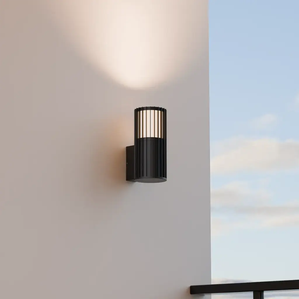 BRIGHT 1 BLACK CYLINDER WALL LIGHT