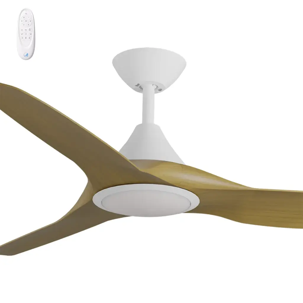 CLOUD 52"WHITE/TEAK ABS DC FAN & LIGHT