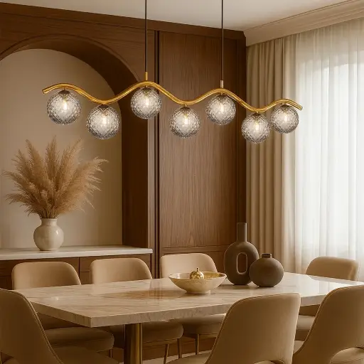 ORTON 7 LIGHT PENDANT ANTIQUE GOLD