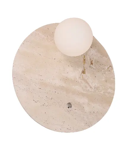 [PO12] POI TRAVERTINE BASE OPAL WALL LIGHT