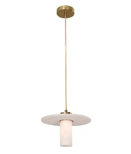 [LUCERNA1] LUCERNIA CYLINDER ROUND HAT ALABASTER SHADE PENDANT LIGHT