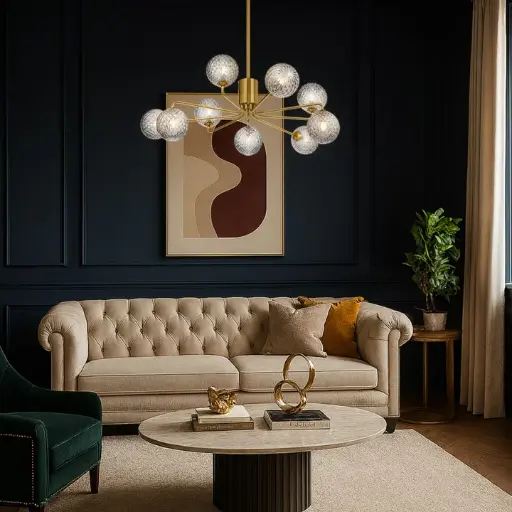 FELTON 9 LIGHT PENDANT ANTIQUE GOLD