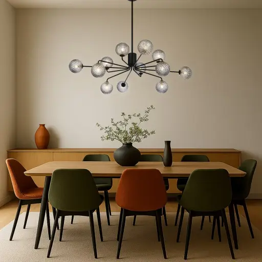FELTON 12 LIGHT PENDANT BLACK
