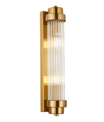 [VARILLAS1] ELSA INTERIOR UP/DOWN CLEAR GLASS ROD WALL LIGHT  ANTIQUE BRASS